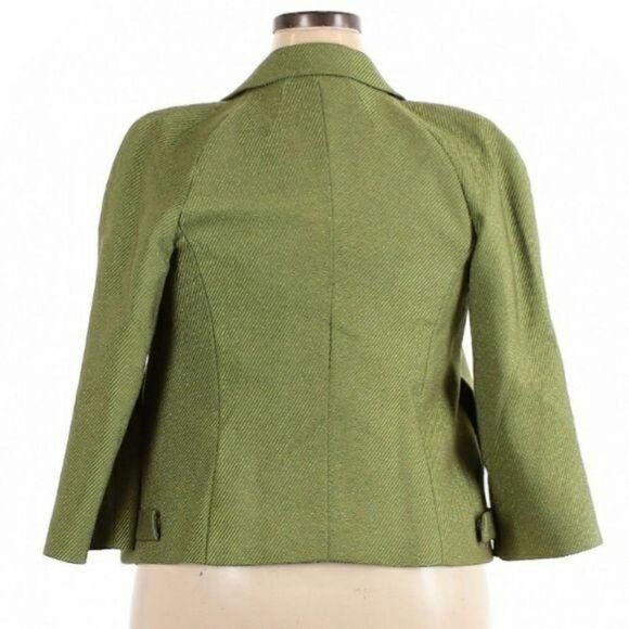 Talbots Blazer Cape Puritan Collar 2 Button Textured Metallic Green Size 10 - Picture 4 of 9